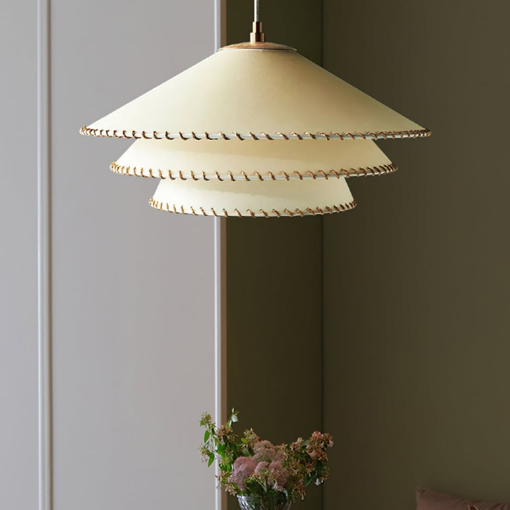 wabi sabi parchment 3 tier planas pendant light