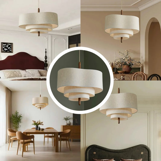 wabi sabi pebble fabric multi layer pendant lamp for room