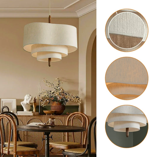 wabi sabi pebble fabric multi layer pendant lamp