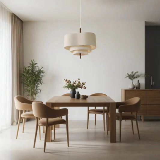 wabi sabi pebble fabric multi layer pendant light for living room