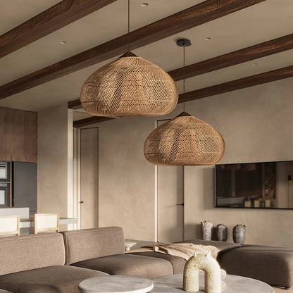 wabi sabi rattan wood pendant light fixtures for living room