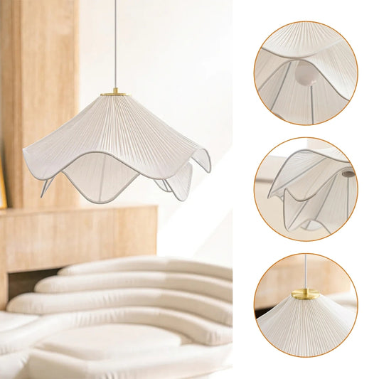 wabi sabi white fabric flower pendant lamp