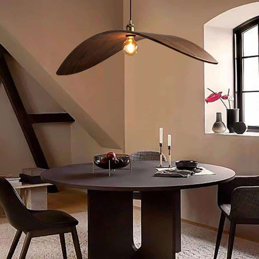 wabi sabi wood flying bird curved hanging lamp for dining table