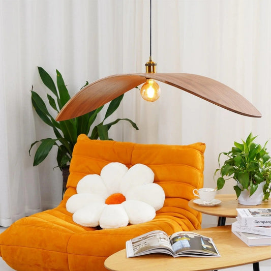 wabi sabi wood flying bird curved hanging lamp for study room