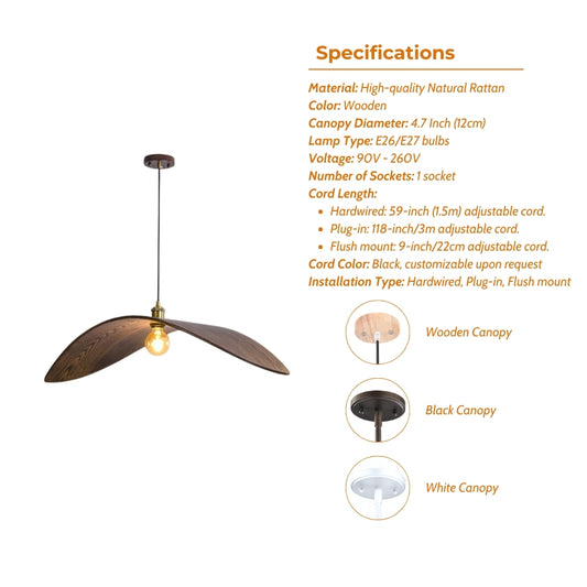 wabi sabi wood flying bird curved hanging lamp specifications