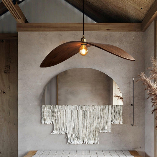 wabi sabi wood flying bird curved hanging light