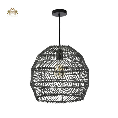 walmhomie black wicker rattan pendant light