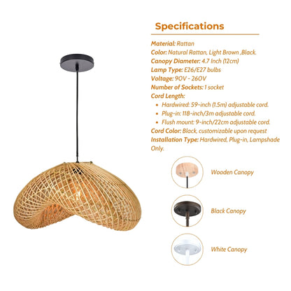 wave rattan pendant light specifications