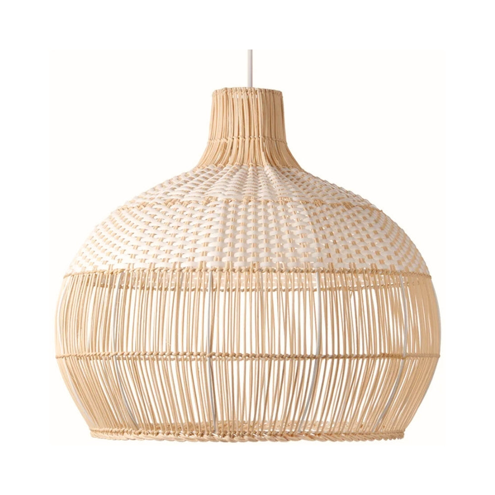 white rattan pendant light fixture