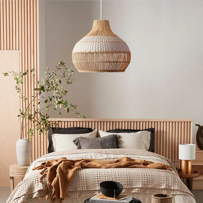 white rattan pendant light for bedroom