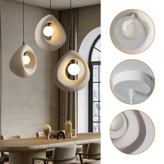 white wabi sabi cave surround ball pendant light
