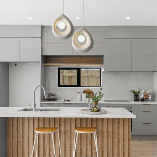 white wabi sabi cave surround ball pendant light for kitchen island