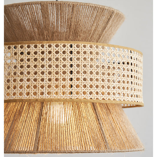 wicker drum pendant light shade detail