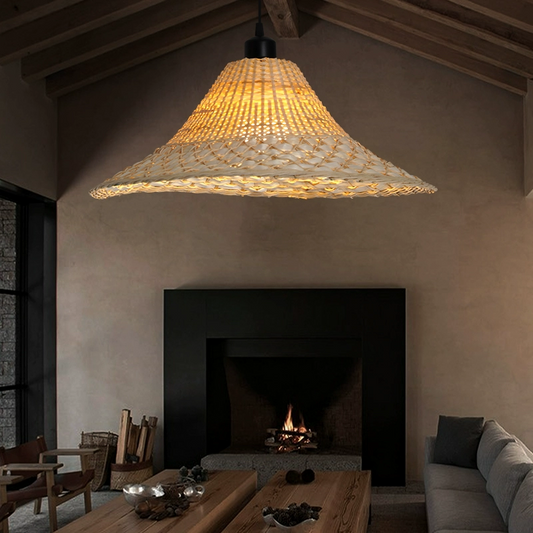 Savannah Bell Wicker Bamboo Pendant Light