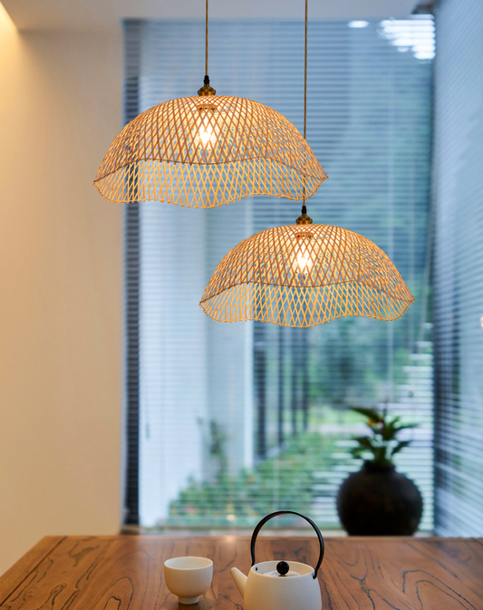 Chenkui Scallop Woven Bamboo Pendant Light Shade