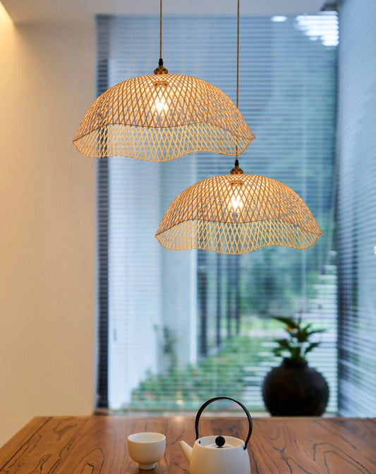 Chenkui Scallop Woven Bamboo Pendant Light Shade