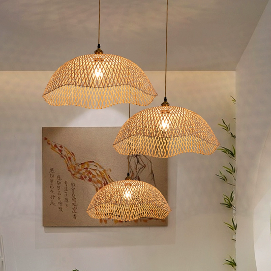 Chenkui Scallop Woven Bamboo Pendant Light Shade