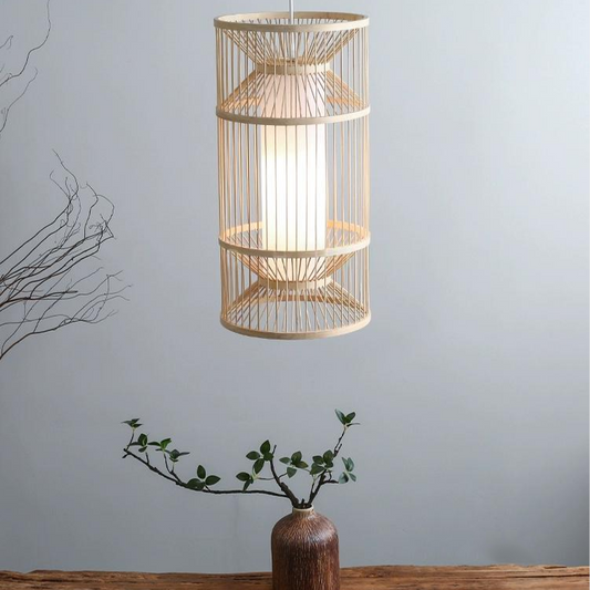 Cylindra Hourglass Bamboo Pendant Light