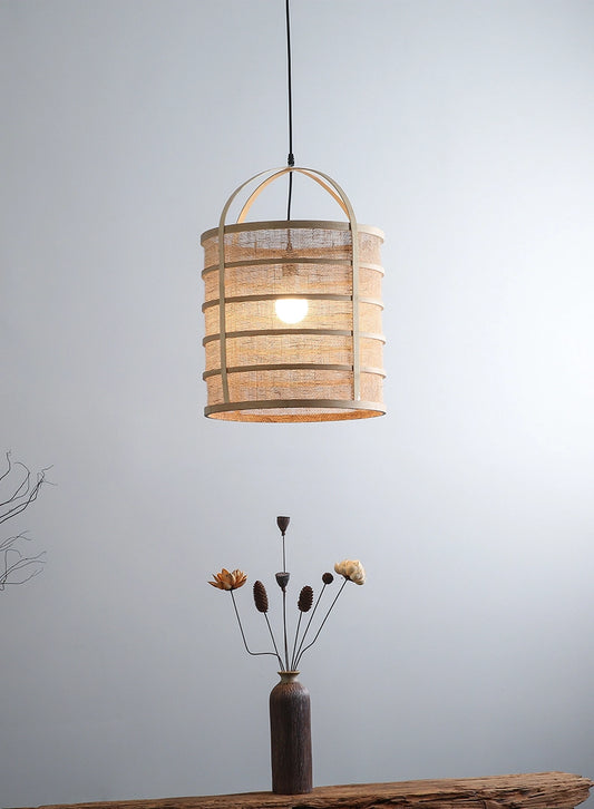Totary Cylinder Bamboo Pendant Light