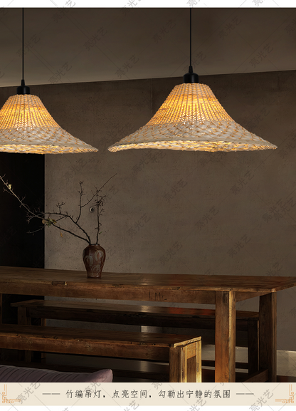 Savannah Bell Wicker Bamboo Pendant Light