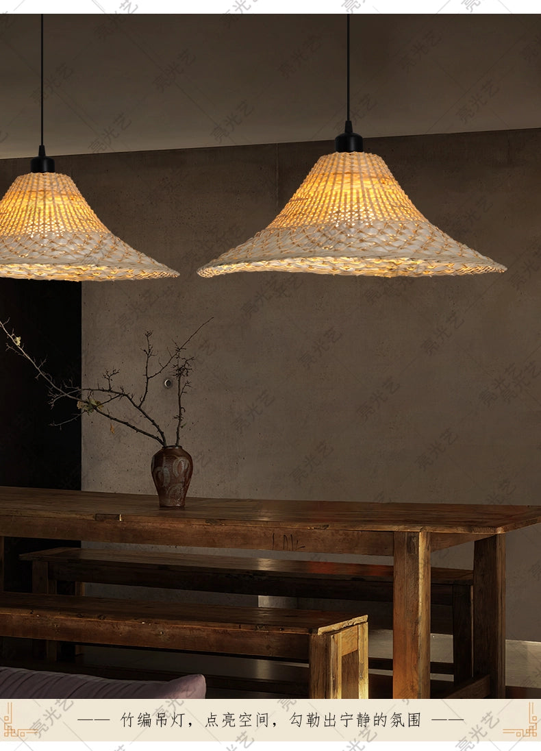Savannah Bell Wicker Bamboo Pendant Light