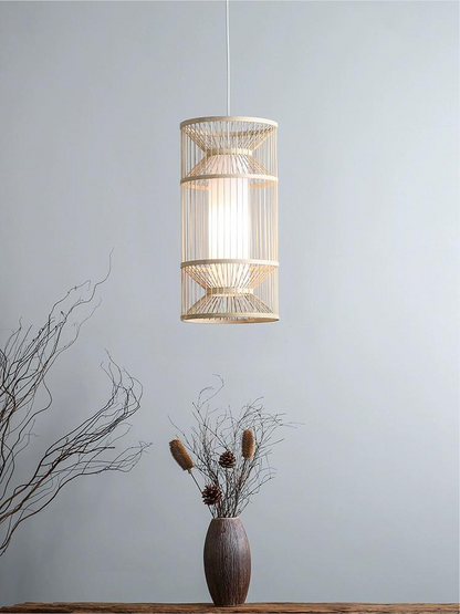 Cylindra Hourglass Bamboo Pendant Light