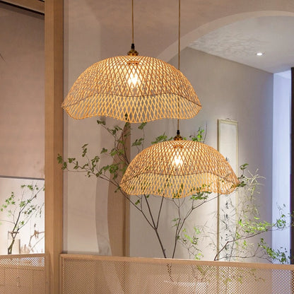 Chenkui Scallop Woven Bamboo Pendant Light Shade