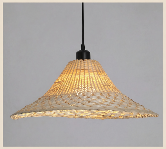 Savannah Bell Wicker Bamboo Pendant Light