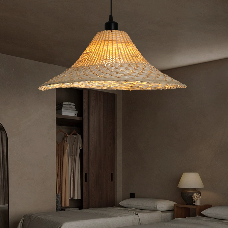 Savannah Bell Wicker Bamboo Pendant Light