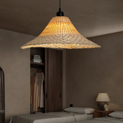 Savannah Bell Wicker Bamboo Pendant Light