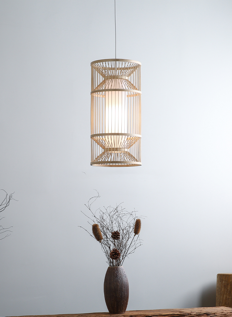 Cylindra Hourglass Bamboo Pendant Light