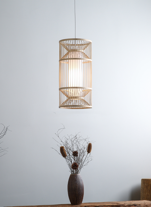 Cylindra Hourglass Bamboo Pendant Light