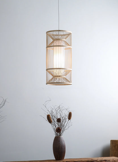 Cylindra Hourglass Bamboo Pendant Light