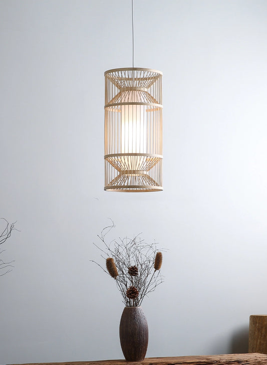 Cylindra Hourglass Bamboo Pendant Light