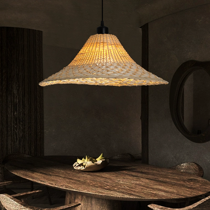 Savannah Bell Wicker Bamboo Pendant Light