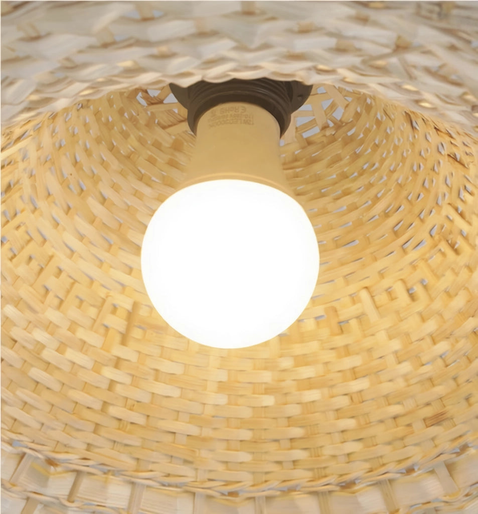 Savannah Bell Wicker Bamboo Pendant Light