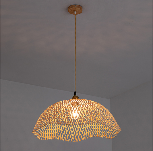 Chenkui Scallop Woven Bamboo Pendant Light Shade