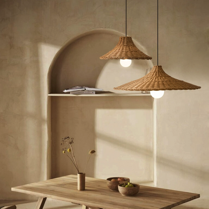 Carmel Cone-Shaped Wicker Rattan Pendant Light