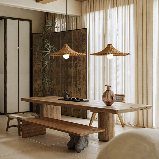 Carmel Cone-Shaped Wicker Rattan Pendant Light