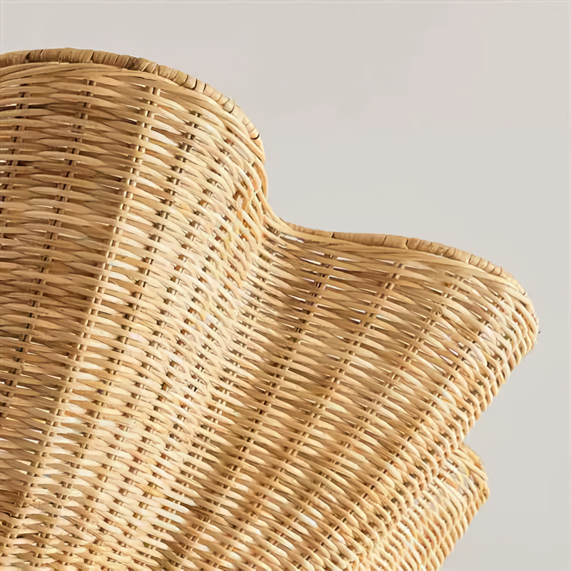 Marion Woven Scalloped Wicker Rattan Pendant Light