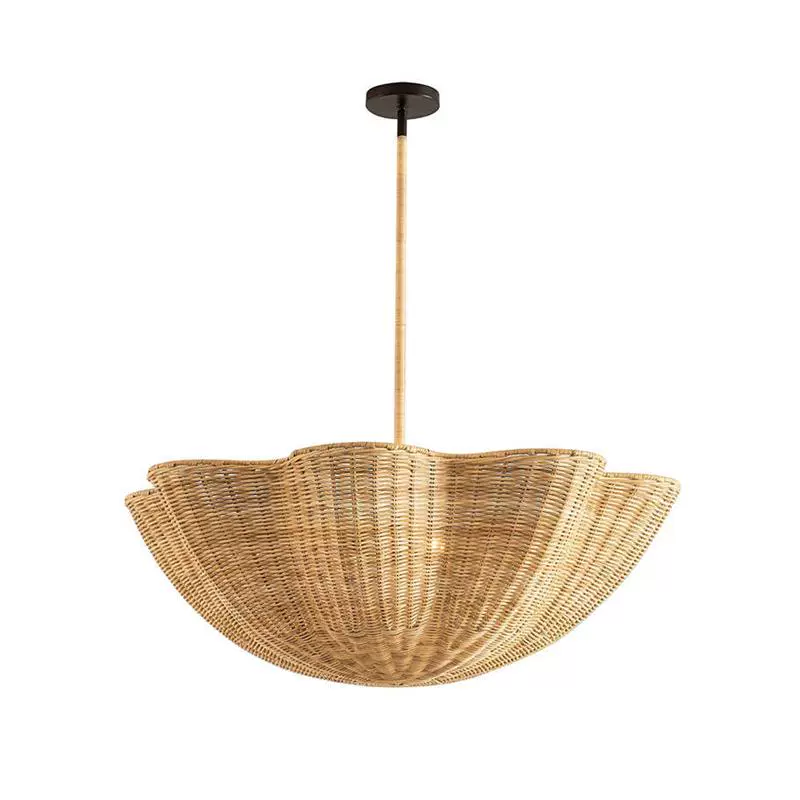 Marion Woven Scalloped Wicker Rattan Pendant Light