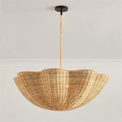 Marion Woven Scalloped Wicker Rattan Pendant Light