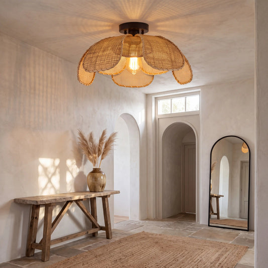 Willa Flower Rattan Ceiling Light for Hallway