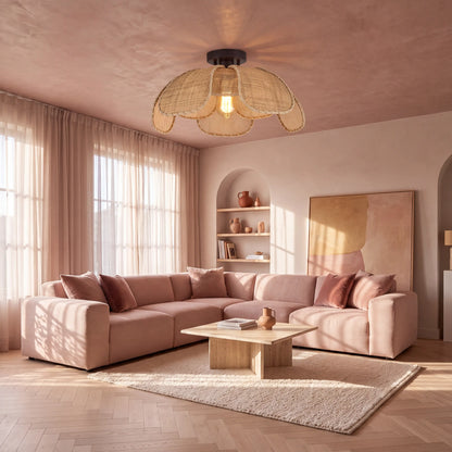 Willa Flower Rattan Ceiling Light for Living Room