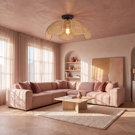 Willa Flower Rattan Ceiling Light for Living Room