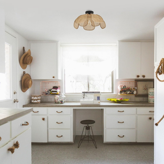 Willa Flower Rattan Light Fixture for Coastal Kitchen