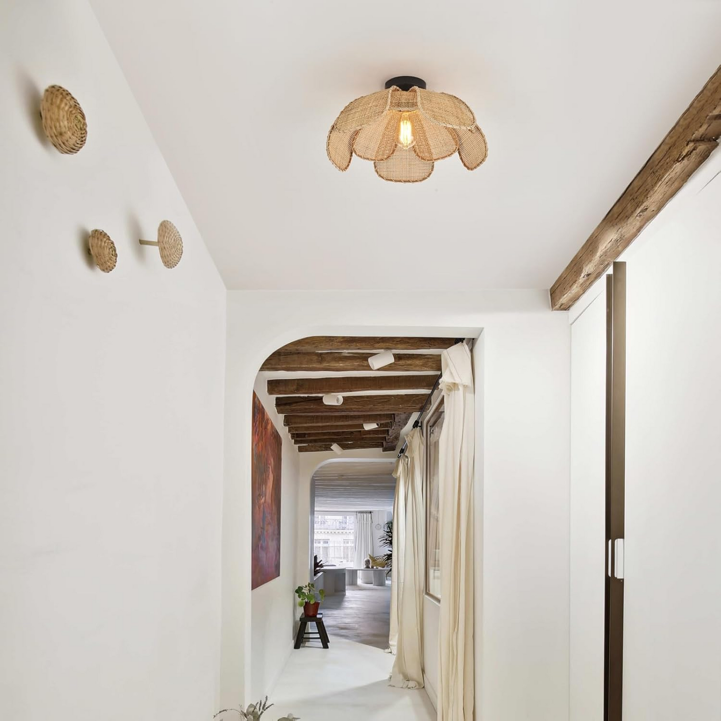 Willa Flower Rattan Light Fixture for Hallway