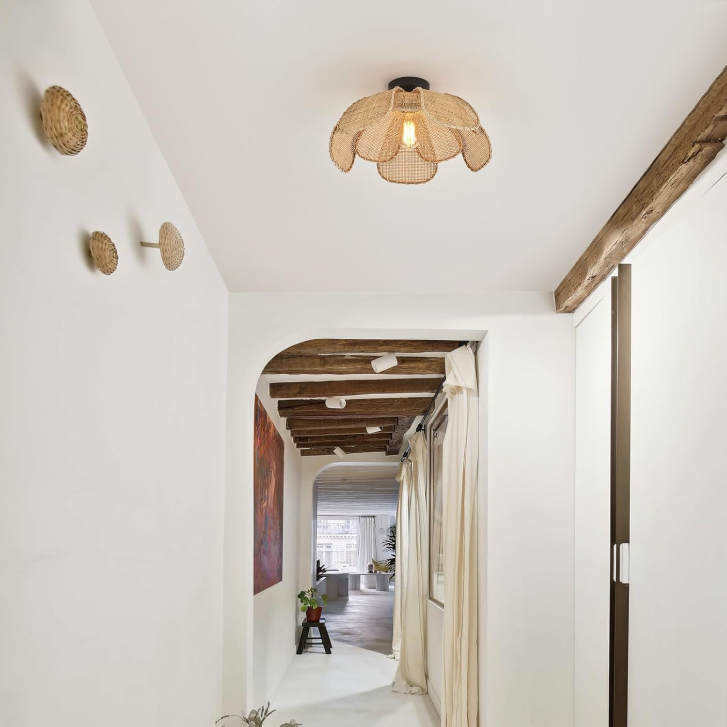 Willa Flower Rattan Light Fixture for Hallway