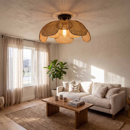 Willa Flower Rattan Light Fixture for Living Room