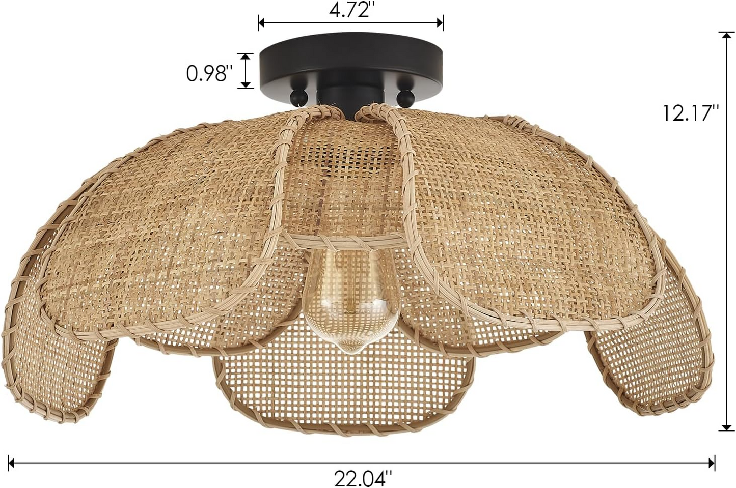 Willa Rattan Flower Ceiling Light Dimension
